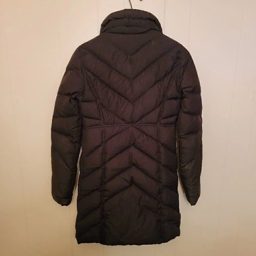 J. Crew down filled long black jacket XS